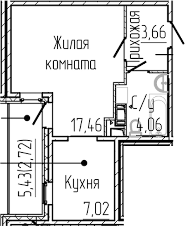 Квартира студия 34.92 м², 6/8 эт., ЖК «SERTOLOVO PARK»